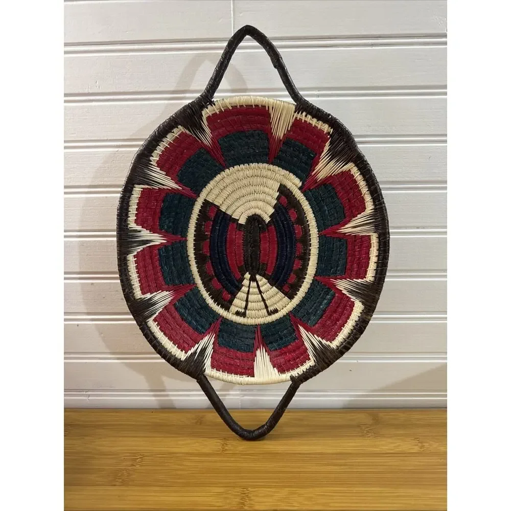 Colorful Woven Geometric Basket Bowl Decoration for Wall Hanging 15x10
